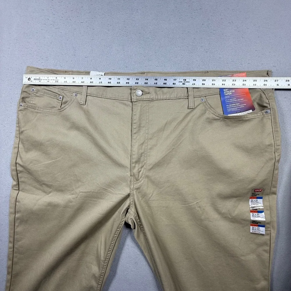 NWT Levis Mens 541 Athletic Taper Khaki Tan Stretch Pants Big & Tall 52x30